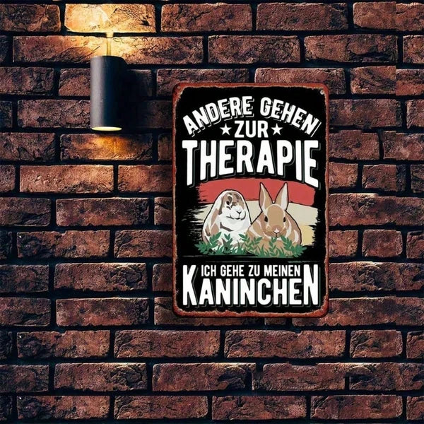 Vintage Rabbit German Slogan Metal Sign - Rustic Wall Art