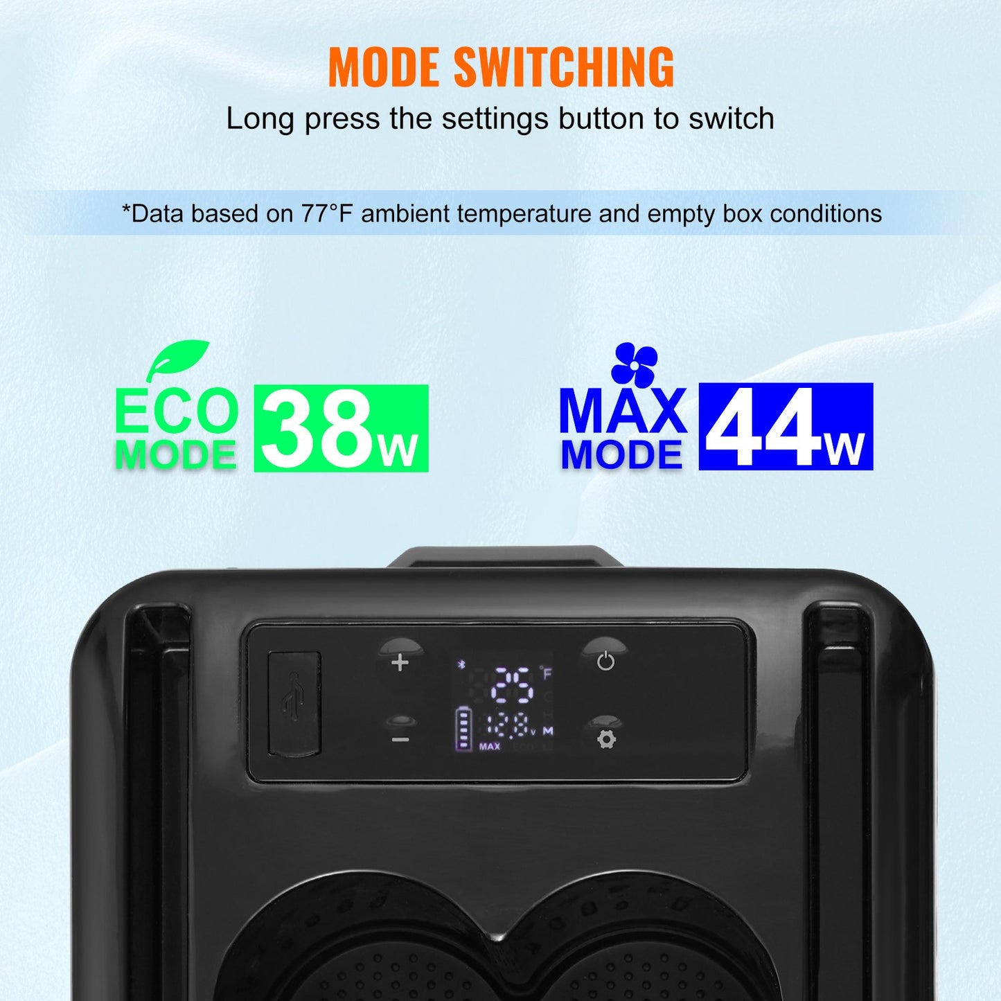 Portable Car Refrigerator Freezer 15L with Bluetooth Control - Grey