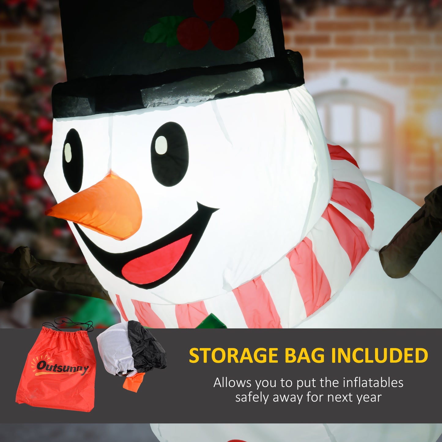 Inflatable Hanging Snowman with LED Lights - Christmas Decoration