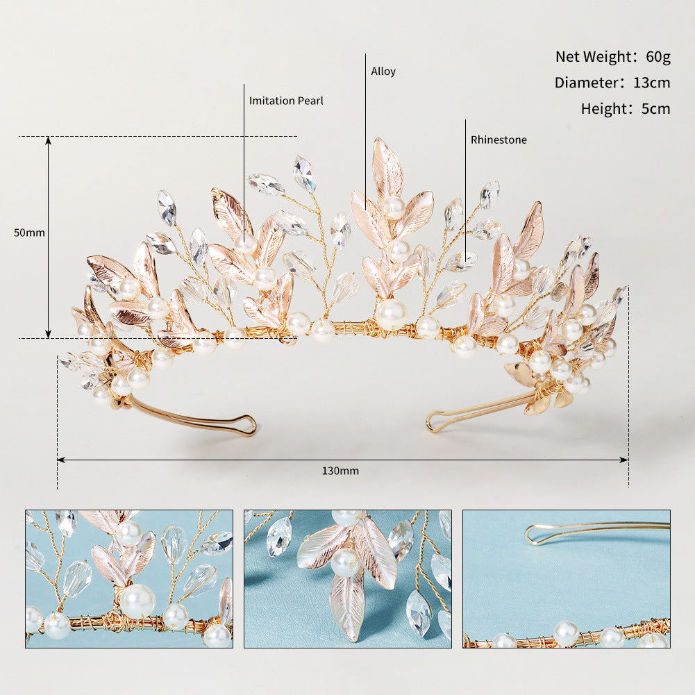 Gold Pearl Crown Hair Accessory