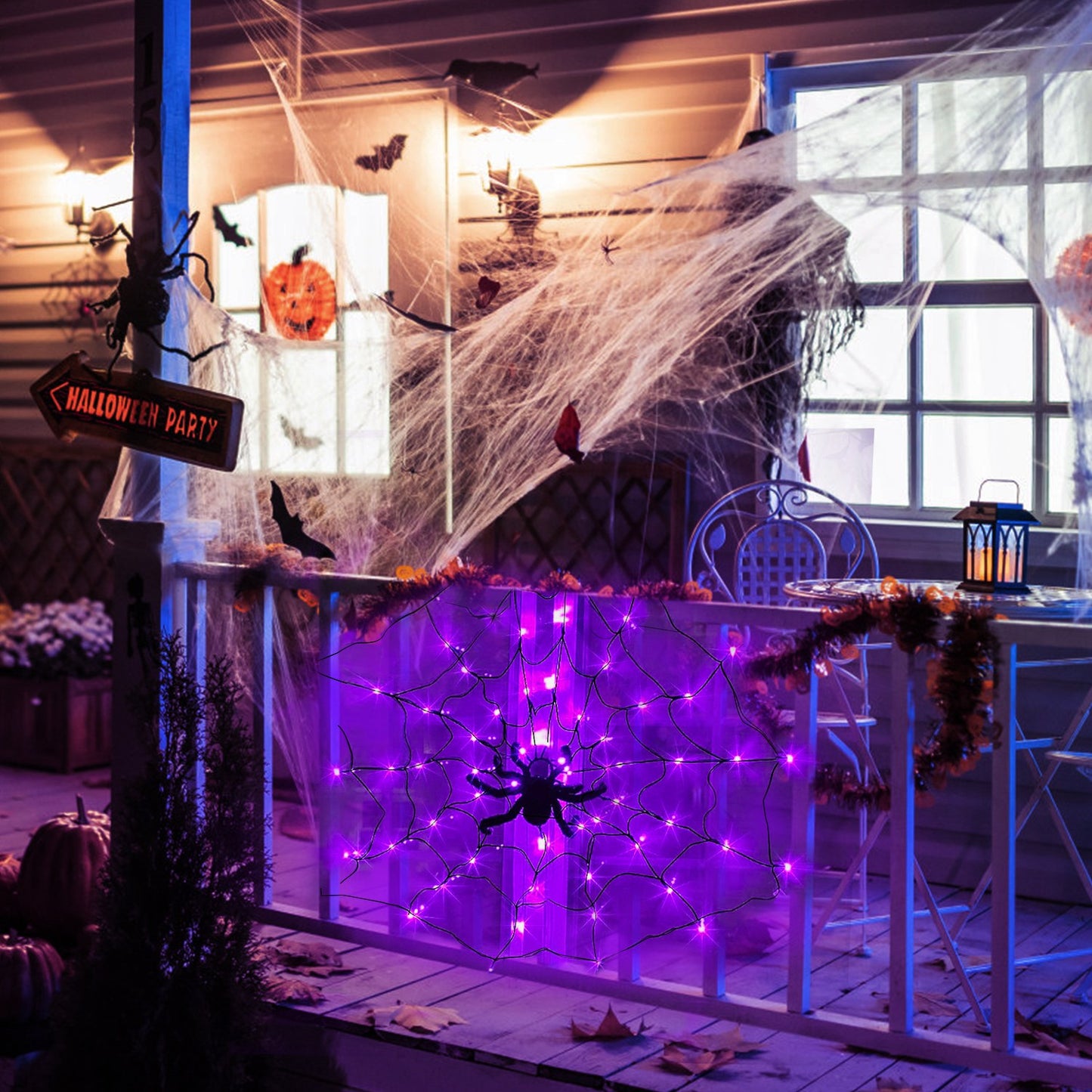 Halloween Spider Web Light with Remote Control - 70 LED, 8 Modes