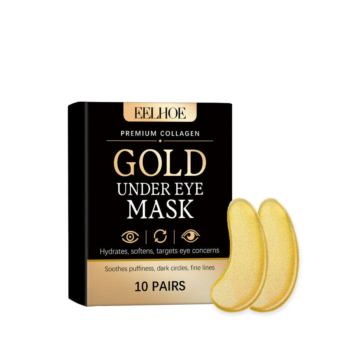 Collagen Eye Mask Set - Hydrating Gold & Vitamin C Under Eye Patches - 10 Pairs