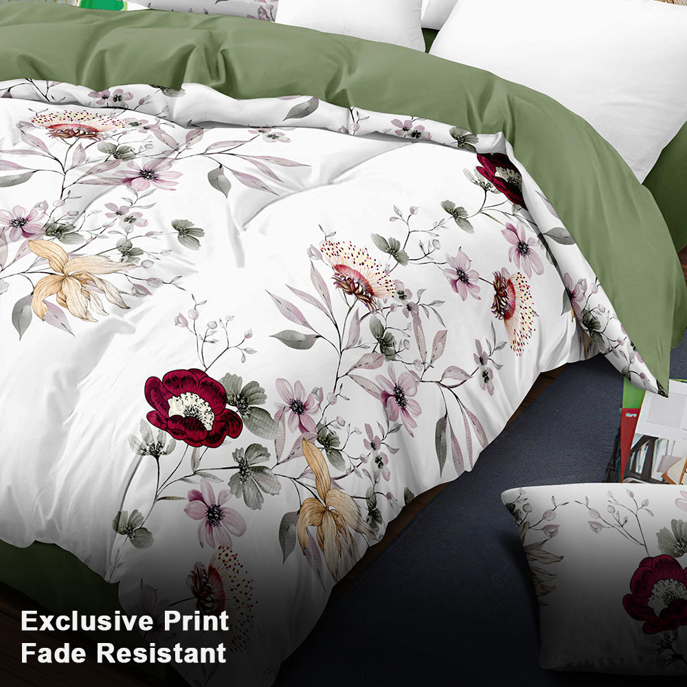 9-Piece Quilt and Curtain Set - Sage Green Floral Design