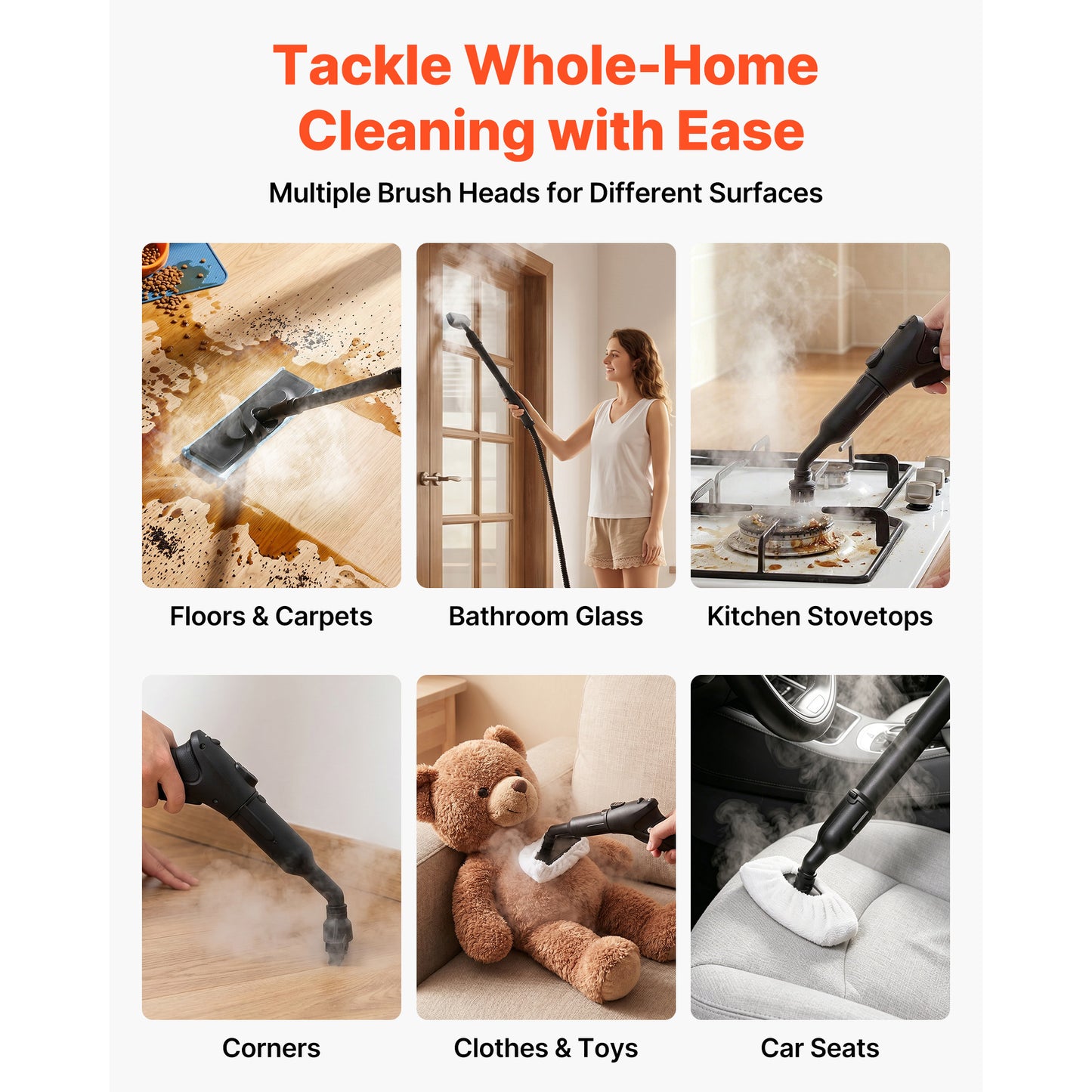 Steam Cleaner with 34 Oz Tank and 20 Accessories - Portable Canister Steamer for Home and Car Detailing