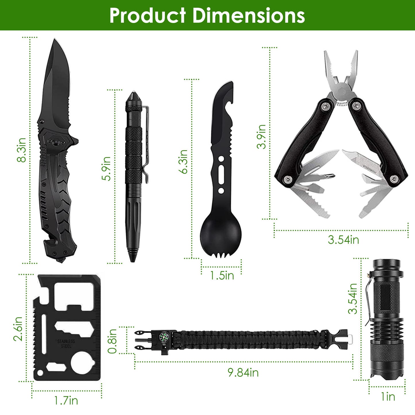 47-Piece Emergency Survival Kit with First Aid Supplies for Outdoor Adventures