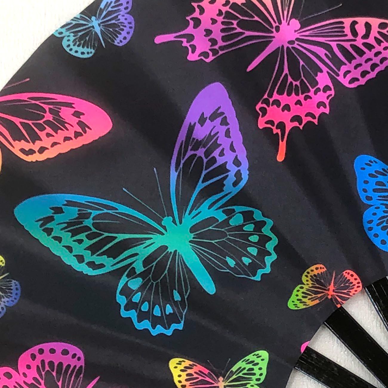 Butterfly Folding Fan - UV Glow Hand Fan for Parties & Weddings