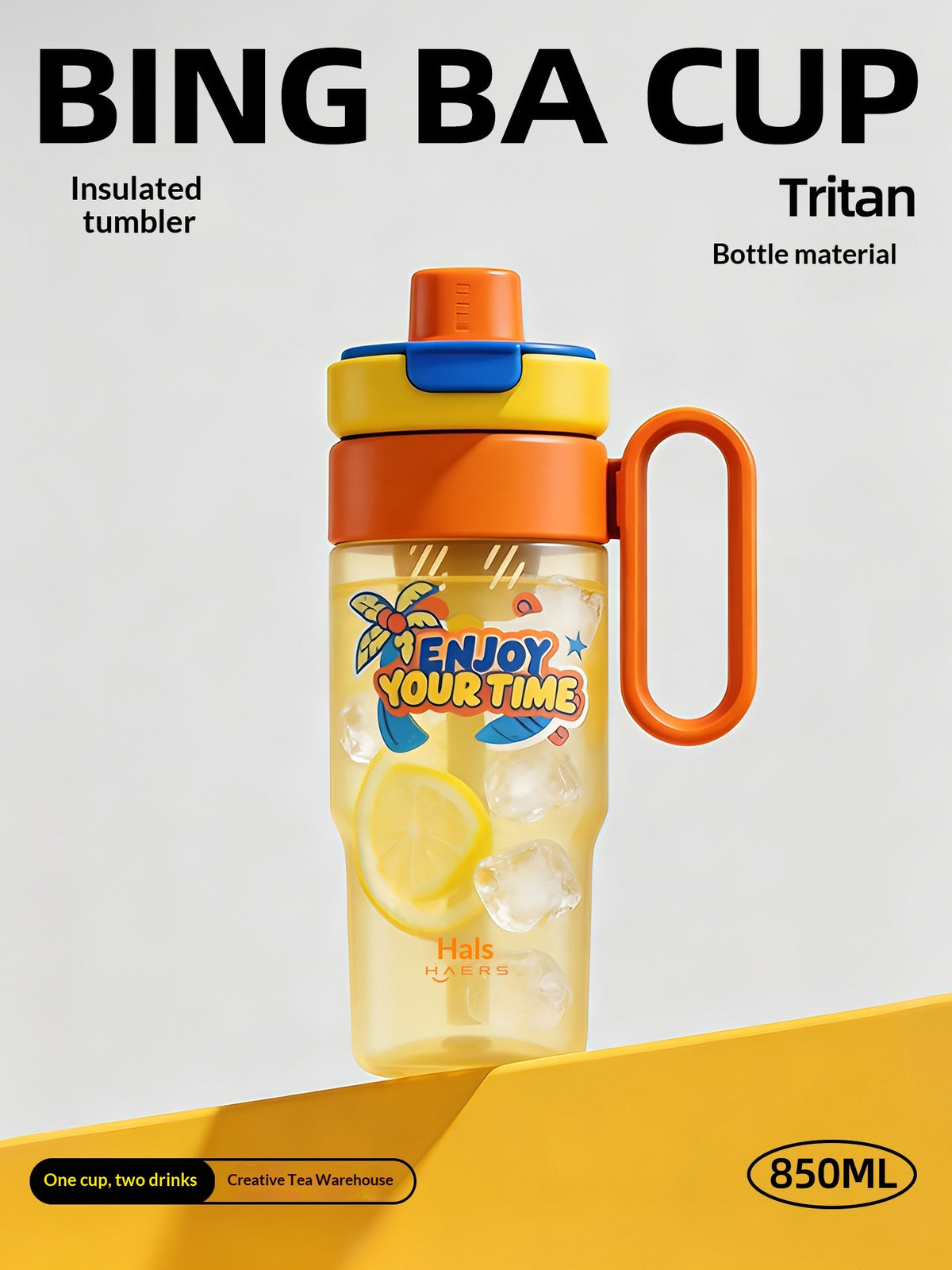 Large Capacity Reusable Water Bottle with Straw for Girls - 850ml