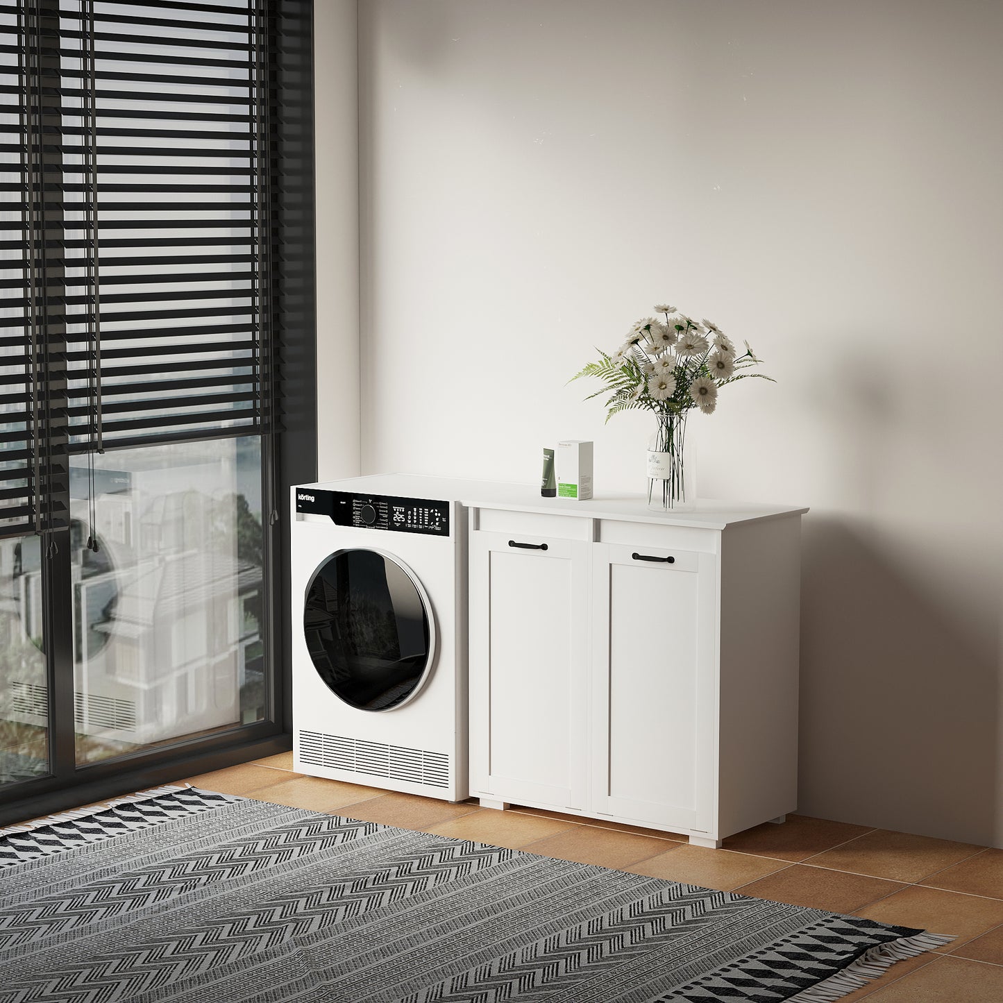 Laundry Cabinet with 2 Removable Liner Bags - White