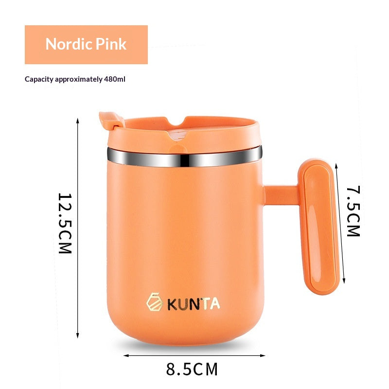 Double-Layer Insulated Thermal Coffee Mug with Lid - 450ml