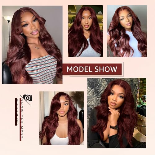 28 Inch Reddish Brown Lace Front Wigs Human Hair Pre Plucked 200 Density Body Wave Lace Frontal Wig Human Hair 13x4 HD Lace Brown wig with baby hair