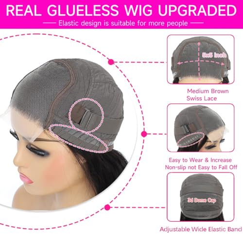 Curly Bob Wig Human Hair Water Wave Glueless Wigs Human Hair Pre Plucked Pre Cut 5x5 HD Lace Closure Wigs Human Hair Wear and Go Glueless Wigs For Black Women Water Wave Bob Wig Human Hair 12 inch