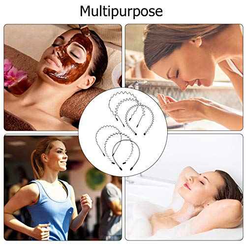fenshine 6PCS Metal Hair Bands, Spring Wavy Hoop Unisex Black Headband Slicked Back Non Slip Sports Hairband for Women Men¡¦