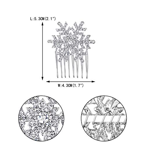 EVER FAITH Winter Snowflake Hair Side Comb Clear Austrian Crystal