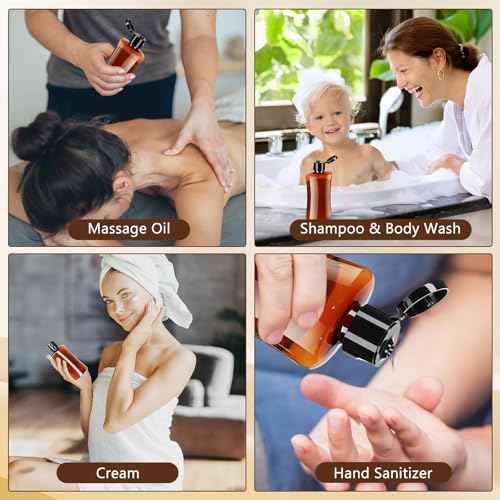 Domensi 36 Pcs 3.4 oz Travel Bottles Bulk Plastic Squeeze Lotion Bottles with Flip Cap Small Portable Travel Leak Proof Refillable Empty Cosmetic Container for Toiletries Liquid Shampoo(Amber)