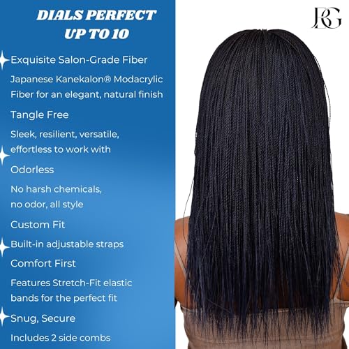 Twisted Wigs, 18-Inch Micro Million Twist Braided Wig - Light, Soft Braid Wigs for Black Women with Glueless Front Lace Closure - No Tangle Synthetic Braid- Darkest Brown Color 2