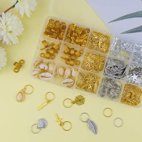 220Pcs Hair Beads Jewelry Braid Accessories Hair Clips Dreadlocks Braiding Accessories Braid Cuffs Metal Hair Coils Rings Women Braid Butterfly Hair Jewelry Gold Hair Jewels Pendants Charms Decoration