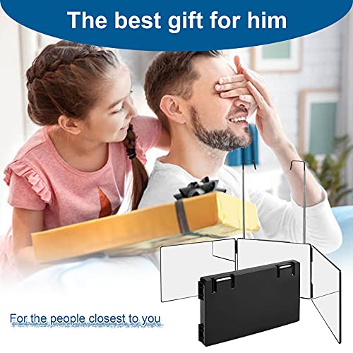 3 Way Mirror for Self Hair Cutting,360 Haircuts Men for Barber Use Tools,to See Back of Head,Tri Fold Mirror with Portable Height Adjustable Telescoping Hooks