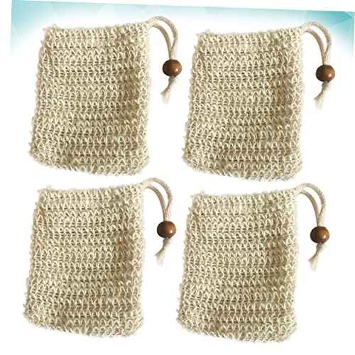 GALPADA 4pcs Cotton Linen Soap Storage Bags Drawstring Foaming Net Pouches for Home and Travel for Facial Cleansing and Bubble Making