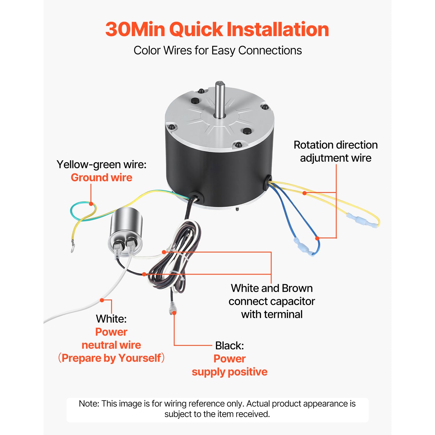Condenser Fan Motor with Capacitor 1/8 HP 825 RPM 208-230V Replacement