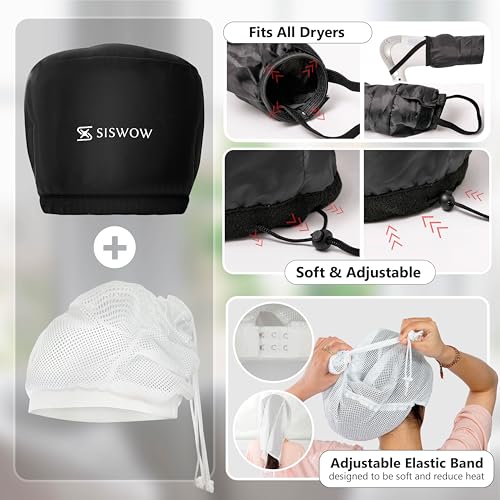 Net Plopping Cap for Drying Curly Hair - Hair Dryer Bonnet Diffuser Cap for Curly, Speeds Up Drying Time, Safety Deep Conditioning at Home - Portable, Adjustable for Natural Curly Hair Women