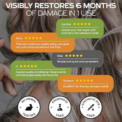 Keratin Hair Mask for Dry, Damaged or Long Hair - Deep Conditioner Masque with Protein, Coconut, Jojoba & Avocado Oil ? Collagen Treatment for Hair Growth & Hydration, Split Ends Repair, Color-Safe