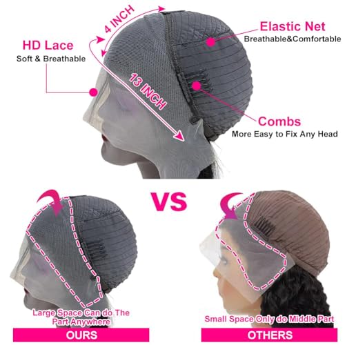 ITODAY 26 Inch Body Wave Lace Front Wigs Human Hair Pre Plucked 13x4 HD Lace Front Wigs Human Hair 200% Density Glueless Frontal Wigs Human Hair for Women