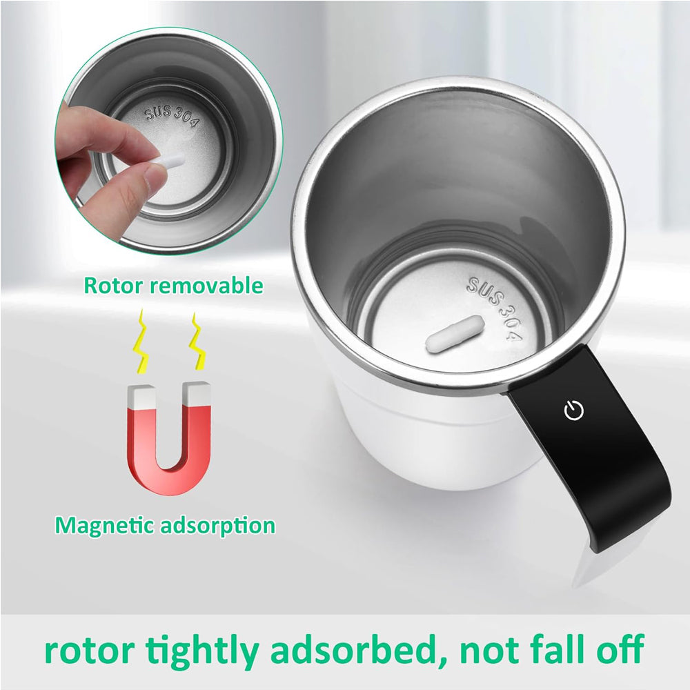 Self Stirring Coffee Mug with LED Display - White