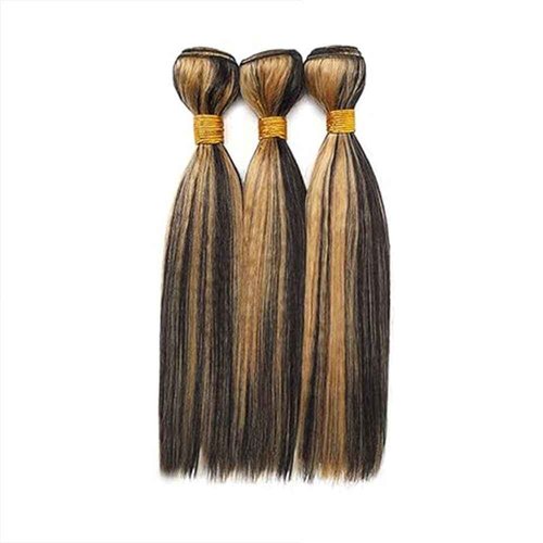 BilltiiWW P1B/27 Straight Bundles Color 27 Human Hair Mixed With 1B Brazilian Straight Bundles Natural Blonde Highlight Human Hair for Black Women 18 20 22 Inch