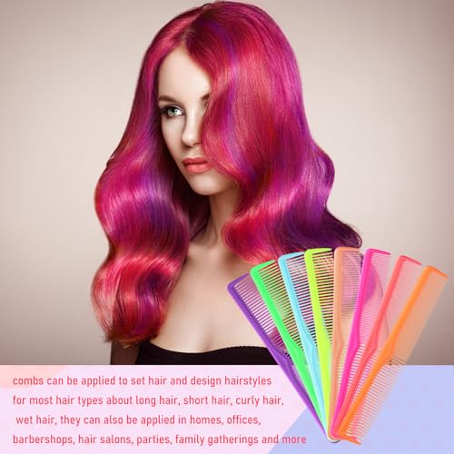 Meanplan 24 Pieces Hair Cutting Combs Professional Barber Hairdressing Combs Carbon Fiber Wide and Fine Tooth All Purpose Hair for Men and Women(Bright Color)