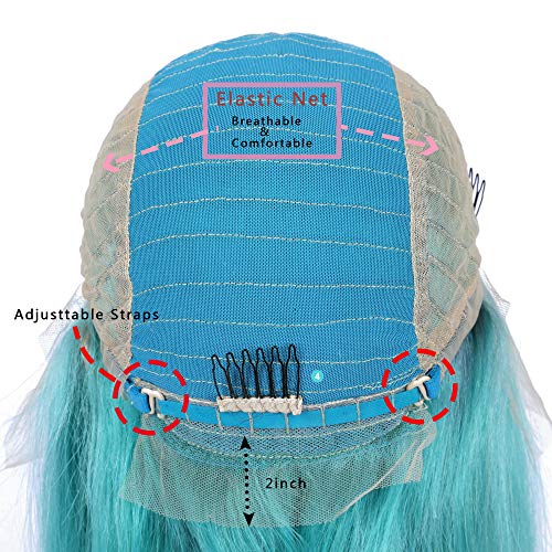 Guanyuhair Pre-plucked Short Bob Human Hair Lace Front Wigs Glueless Silky Straight 150% Full Density #Light Blue Free Part Bob Wigs For Black Women(12inch, Light Blue)