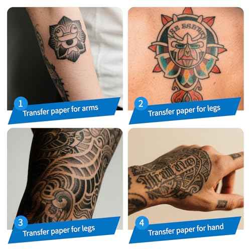 Tattoo Transfer Paper - 50 PCS Tattoo Stencil Paper, 4 Layers 8.3" x 11.7" A4 Size Tattoo Thermal Stencil Paper for Tattoo Transfer Kit Tattoo Supplies
