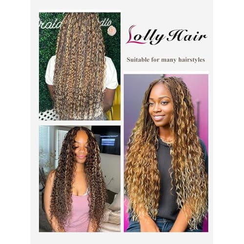 P4/27 Ombre Brown Blonde Human Braiding Hair for Boho Braids 2 Bundles 24 Inch 100g Deep Wave Braiding Hair for Bohemian Knotless Braids 100% Unprocessed Virgin Bulk Hair Extensions No Weft