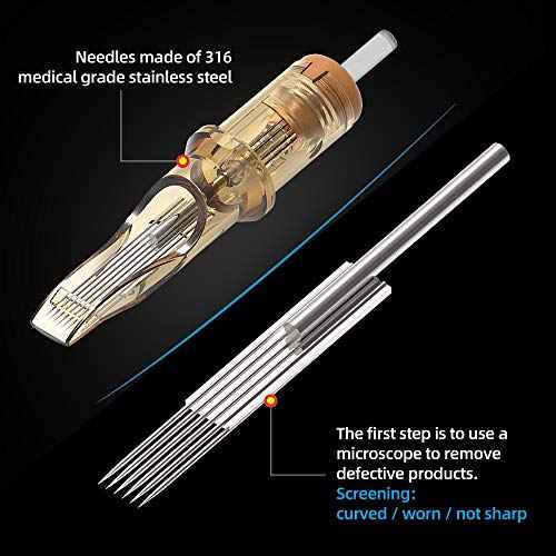 Ambition Premium #12 Standard 7RL Disposable Tattoo Needles Cartridges Supply 7 Round Liner 20Pcs for Professionals and Beginners Tattoo Artists
