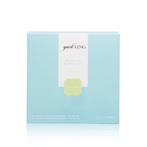 LING SKINCARE LTD SparkLing Instant DIY O2 Facial Kit - 2 Step Oxygen Facial - Brighten, Rejuvenate, Restore Skin under 10 minutes - 20 packets with 10 treatments