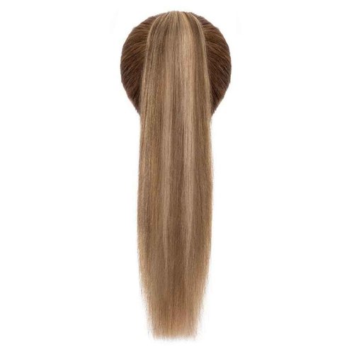TESS Human Hair Claw Clip Ponytail Extension Real Remy Hair long ponytail extension for Women Straight, 18 Inch, Chocolate Brown Mixed Light Brown