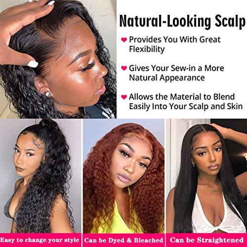QinMei 13x4 HD Lace Front Wigs Human Hair Wigs for Black Women Deep Wave Glueless Wigs Pre Plucked With Baby Hair Curly Wave Human Hair Lace Frontal Wigs Natural Color 180% Density 18 Inch