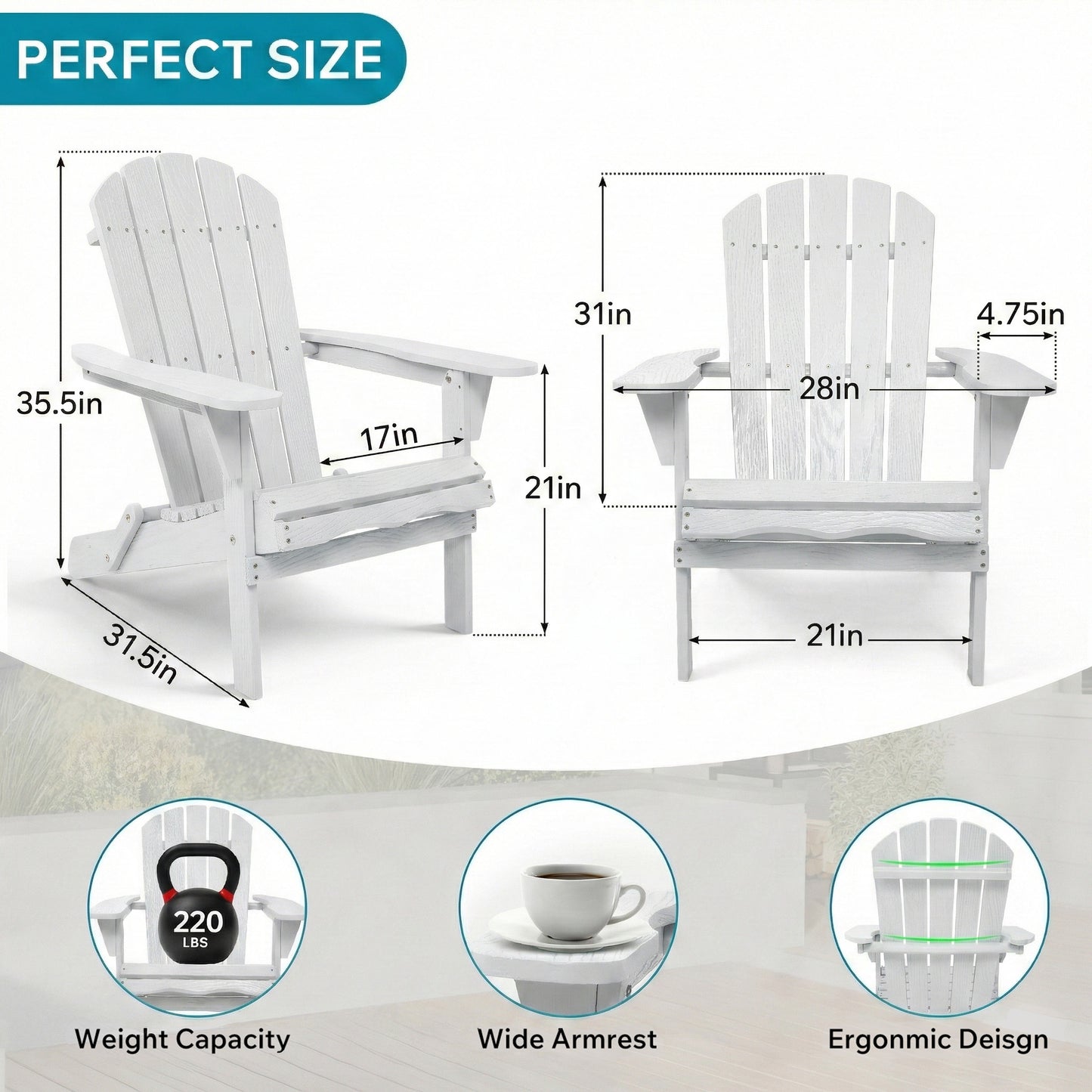 Wood Lounge Patio Chair For Garden Outdoor Wooden Folding Embossed