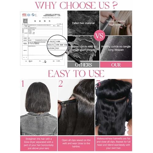 Lacer Body Wave Clip in Hair Extensions Real Human Hair, Seamless 22 Inch 7 Pcs 115g Wavy Human Hair Clip in Extensions for Women Natural Black