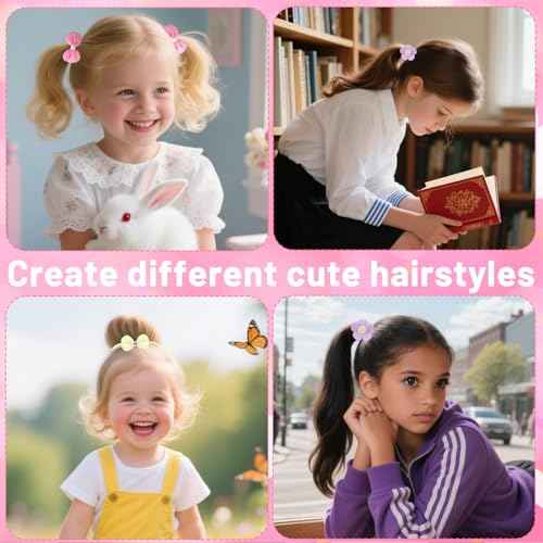 36 Pcs Toddler Hair Ties, Girls Hair Accessories Baby Hairs Bows Cute Flower Hairties Little Girls Hairbands for Thick Hairs, Baby Scrunchies for Infant Soft Pink, Yellow, Green, Purple, Blue