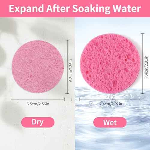 100-Count Compressed Facial Sponges, Natural Cellulose Face Sponges for Cleansing, Exfoliating, Washing face, Makeup Removal, and Spa Use - Travel Skincare Essentials for women