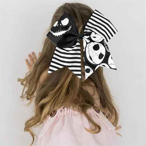 Black cheerleading bows for girls Girls' Hair Bows Ponytail Holder Elastic Hair Ties. Large Cheer Hair Bows.(FQ5) (Black A)