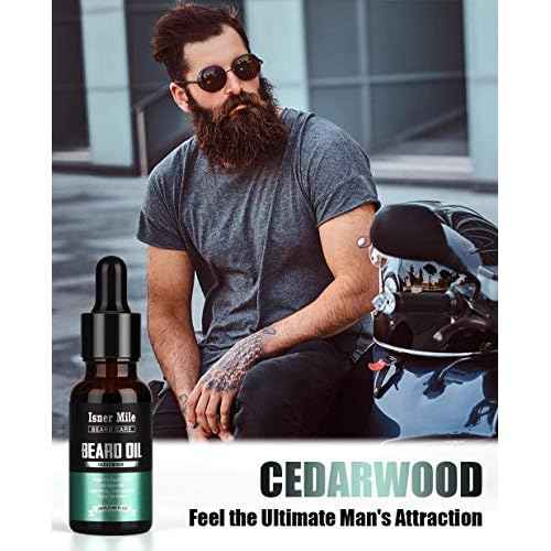 ISNER MILE Beard Oil Kit for Men Conditioner: Cedarwood Sandalwood Sage Orange Unscented, Mustaches Soften Moisturizing, Valentines Gifts for Him Husband, Fathers Birthday Gifts for Dad Men Boyfriend