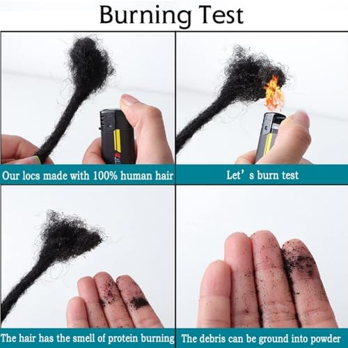 100% Real Human Hair 0.2cm Width 10 Inch Loc extensions Human Hair with Curly Ends 50 Strands per pack Full Handmade Dreadlock Extensions Can be dyed and bleached for Men Women Kids (10 Inch-50)