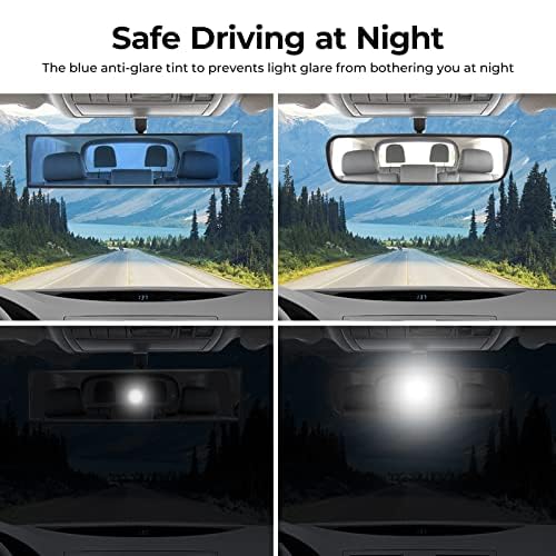 JOYTUTUS Rear View Mirror, Universal 11.81 Inch Panoramic Convex Rearview Interior Clip-on Wide Angle Mirror to Reduce Blind Spot Effectively for Car SUV Trucks - Blue