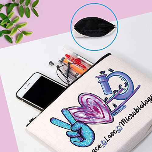 GJTIM Microbiologist Gift Cosmetic Bag Love Microbiology Science Lab Week Makeup Bag for Women in Science