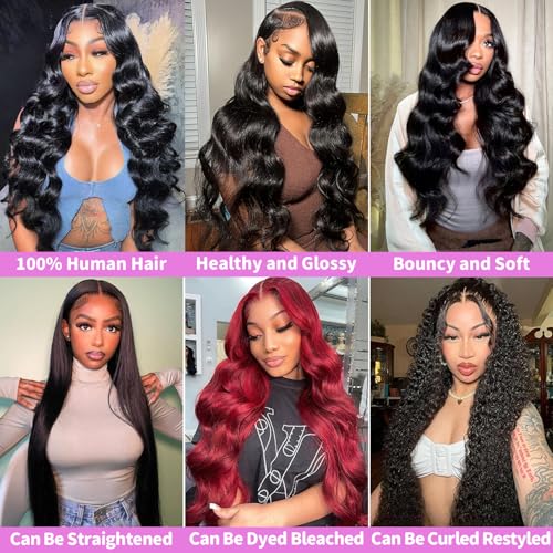 12A Body Wave Human Hair Bundles with Closure (18 20 22+16,Free Part) Closure with 3 Bundles Brazilian Virgin Hair Extensions with Pre Plucked with Baby Hair 5X5 HD Lace Closure Natural Black Color