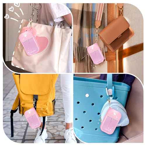 Palksky Hand Sanitizer Spray Case for Touchland,Protective Case with Keychain for Power Mist and Glow Mist1 fl oz(Glitter Sequin Pink),Travel Size