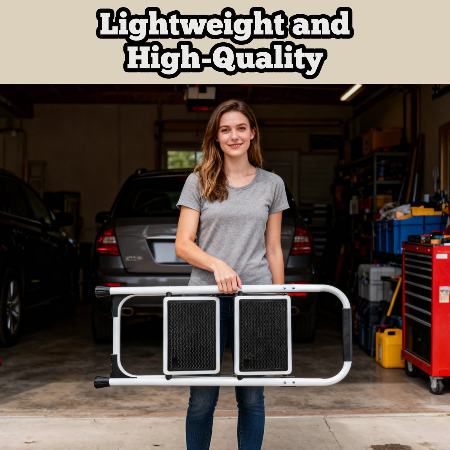 2 Step Ladder, Folding Stool With Anti-Slip And Wide Pedal,