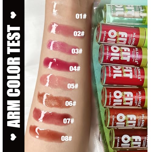 8 Colors Lip Oil Lip Glaze, Fat Lip Oil Hydrating Lip Glow Oil Big Brush Head Moisturizing Lip Gloss Long Lasting Nourishing Non-sticky Smooth Tinted Plumping Lip Oil (A#B#)