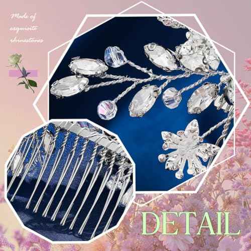 Evild Wedding Hair Clips Silver Rhinestone Bridal Headpiece Prom Hair Accessories for Women